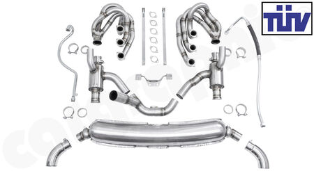 CARGRAPHIC Sport Exhaust System - - ID 42mm GT - Manifoldset<br>
- with heating<br>
- no catalytic converters<br>
- no exhaust valves<br>
- <b>dual flow AQ</b> sport rear silencer ID 61mm<br>
- Tailpipe variations<br>
<b>Part No.</b> CARP11GTKITKATERHXC1