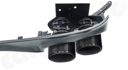 CARGRAPHIC Double-End Tailpipe Set - - 2x 100mm round, rolled in, slash cut<br>
- with perforated insert<br>
- <b>Gloss-Black enamelled</b><br>
<b>Part No.</b> CARQ84MER40RENA