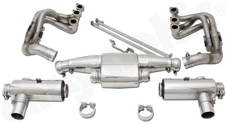 Motorsport System RACING / FIA homologated - - with ID 39, 42-, 45- or 50mm RACING manifoldset<br>
- without catalytic converter<br>
- with resonated tailpipe sections<br>
<b>Part No.</b> CARP11FKRRACEKIT