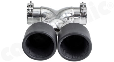 CARGRAPHIC Sport Double-End Tailpipe "X" - - 2x 100mm round<br>
- <b>Matt-Black Thermopaint</b><br>
- for CARGRAPHIC and original rear silencer <br>
<b>Part No.</b> PERP87ER40RXTP