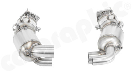 CARGRAPHIC Sport Catalytic Converter Set - - 2x 200cpsi Ø130mm HD Tri-Metal catalytic converters<br>
- for models <b>with</b> OPF<br>
- without sensor monitoring<br>
- fully OBD2-compliant<br>
<b>Part No.</b> CARP912OPFKATOPF