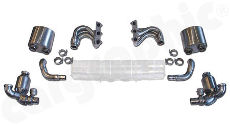 CARGRAPHIC Sport Exhaust System Kit 3 - - 2x200cpsi Ø130mm<br> 
&nbsp &nbspOBD2 HD Tri-metal catalytic converters<br>
- With integrated exhaust valves<br>
- Incl. 997.2 GT3 3,8l OE final silencer<br>
- Weight saving over OE system: 5,0kg<br>
- <b>Part.No.</b> CARP97GT3KIT338RS