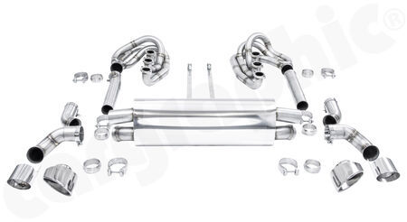 CARGRAPHIC GT Sport Exhaust System - - ID 42mm GT - Manifoldset<br>
- no heating<br>
- no catalytic converters<br>
- <b>dual flow AQ</b> sport rear silencer<br>
- Tailpipe variations Left and Right<br>
<b>Part No.</b> CARP64GTKITLHRH02
