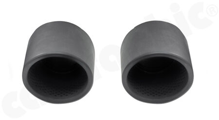 CARGRAPHIC Sport Tailpipe Set - - 2x 100mm round, rolled-in<br>
- <b>Matt-Black Thermopaint</b> with perforated insert<br>
<b>Part No.</b> CARP82GT4ER2100RTP
