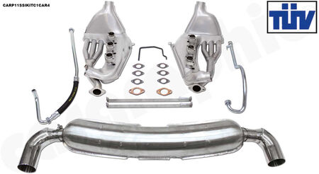 CARGRAPHIC Sport Exhaust System - - Standard SSI heat exchanger ID 38mm<br>
- <b>Dual flow</b> sport rear silencer ID 55>61mm<br>
- <b>Sleeve fit </b> tailpipes, 60-, 75- or 89mm<br>
- TUEV certificate<br>
<b>Part No.</b> CARP11SSIKITC1CAR4