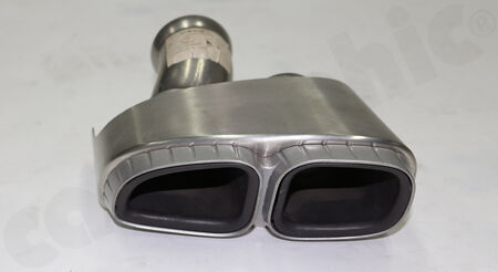 970.111.681.50 - Tailpipe - Left - - For Porsche Panamera 970.1 S / 4S<br>
- For Porsche Panamera 970.1 Turbo<br>
- <b>NEW</b><br>
<b>Part No.</b> 0518611107