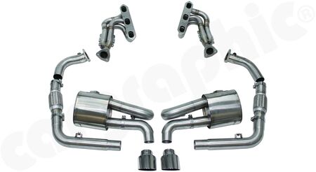 Race Exhaust System Grand Am Cayman Cup - - Race manifolds without catalytic converters<br>
- Race rear silencer set "CUP"<br>
- 89mm double end tailpipe set<br>
- not OBD2 compliant<br>
<b>Part No.</b> CARP87GRANDAM1