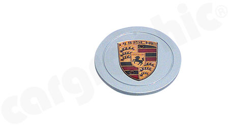 Mittelloch-Deckel - - Für PORSCHE 993 Felgen<br>
- Silber mit Porsche Logo (farbig)<br>
<b>Art.Nr.</b> M167030316339