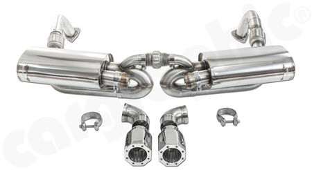 CARGRAPHIC Sport Rear Silencer Set - - without exhaust valves<br>
- 89mm double end tailpipe set, "Octagon"<br>
- SUPER SOUND Version<br>
<b>Part No.</b> CARP87ETO2OCT