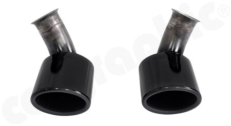 CARGRAPHIC Tailpipe Set - - 115x82mm, oval, rolled in<br>
- <b>Gloss Black enamelled</b><br>
- for CARGRAPHIC and original Rear Silencers<br>
<b>Part No.</b> CARP96EROENA