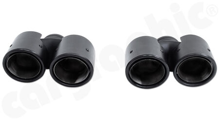 CARGRAPHIC Double-end Sport Tailpipe Set - - 2x 89mm round, rolled-in<br>
- <b>Visual-Carbon</b> with stainless steel liner<br>
- to be used with <b>3.6l factory silencers</b><br>
<b>Part No.</b> CARP97ERKEV36