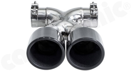 CARGRAPHIC Sport Double-End Tailpipe "X" - - 2x 100mm round<br>
- <b>Gloss-Black enamelled</b><br>
- for CARGRAPHIC and original rear silencer <br>
<b>Part No.</b> PERP87ER40RXENA