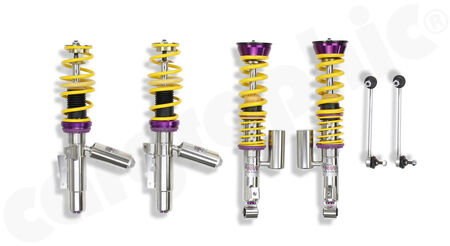 KW Variant 3 inox-line - Coilover Suspension - - Perfect to be combined with <b>CARGRAPHIC AirLift</b><br>
- Rebound & compression separately adjustable<br>
- FA: lowering <b>-25 up to 40mm</b><br>
- RA: lowering <b>-20 up to 40mm</b><br>
- for <b>4WD</b> models<br>
<b>Part No.</b> KW35271003