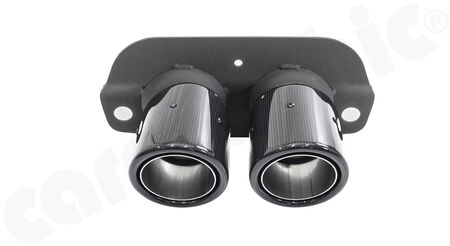 CARGRAPHIC Lightweight Sport Tailpipes - - <b>2x 100mm</b> round, rolled-in<br>
- press-formed base plate<br>
- <b>Visual-Carbon Gloss with stainless steel liner</b><br>
<b>Part No.</b> CARP912GT3ER2100KEVG