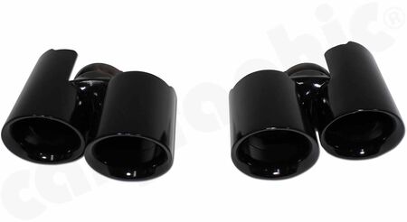 CARGRAPHIC Double-end Sport Tailpipe Set - for cars with <b>Standard Exhaust</b><br>
- 2x 89mm Modena-design<br>
- <b>Gloss-Black Enamelled</b><br>
<b>Part No.</b> PERP91ERMENA