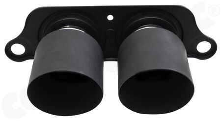CARGRAPHIC Lightweight Sport Tailpipes - - <b>2x 100mm</b> round<br>
- press-formed base plate<br>
- <b>Matt-Black Thermopaint</b><br>
<b>Part No.</b> CARP97GT3ERL2100TP