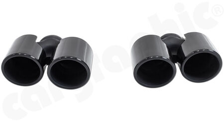 CARGRAPHIC Double-end Sport Tailpipe Set - - 2x 89mm round, rolled-in<br>
- <b>Gloss-Black Enamelled</b><br>
- to be used with <b>3.6l factory silencers</b><br>
<b>Part No.</b> CARP97ERSENA36