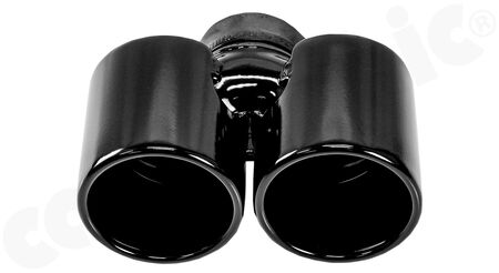 Special Offer -CARGRAPHIC Sport Double-End Tailpipe - - 2x 100mm round rolled-in <br>
- <b>stainless steel Gloss-Black enamelled</b><br>
- for original rear silencer <br>
<b>Part No.</b> CARP87ER40RENA