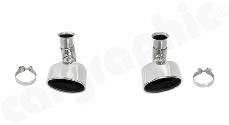 CARGRAPHIC Tailpipe Set - - 152mmX95mm oval slash cut, rolled in<br>
- <b>Mirror Polished</b><br>
- for CARGRAPHIC and original Rear Silencers<br>
<b>Part No.</b> CARP9636EROS
