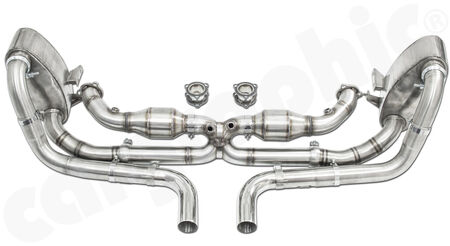 CARGRAPHIC Motorsport Exhaust System - - Manifold-Back<BR>
- 2x100cpsi Ø110mm MS catalytic converters<br>
- Rear silencer set with 2,5" pipe work<br>
- DMSB / Sportscup homologated<br>
<b>Part No.</b> CARP97CUP05KIT