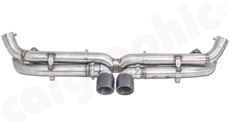 Centre Silencer Conversion Kit GT3-Look - - X-pipe construction<br>
- with open- / or closed pipe work<br>
- with 89- / or 100mm double end tailpipe<br>
- only to be used with Cargraphic silencers<br>
<b>Part No.</b> CARP97DFIERGT3