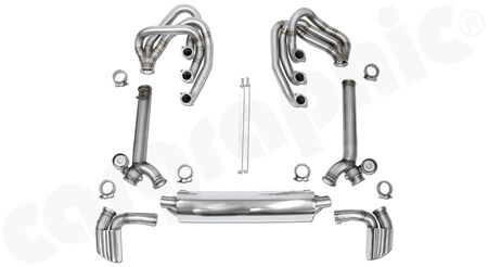 CARGRAPHIC GT Sport Exhaust System - - ID 42mm GT - Manifoldset<br>
- no heating<br>
- no catalytic converters<br>
- 2x exhaust valves - <b>pressureless closed (PLC)</b><br>
- <b>dual flow AQ</b> sport rear silencer<br>
- Tailpipes: oval, Left and Right<br>
<b>Part No.</b> CARP64GTKITFLAP02