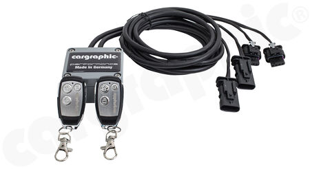 CARGRAPHIC Valve Control Unit - - for models with 2 factory valves<br>
- SPORT mode: valves always open<br>
- COMFORT mode: valves always closed<br>
- AUTOMATIC mode: factory control is activated<br>
<b>Part No.</b> EXFLAPRCOOBE2