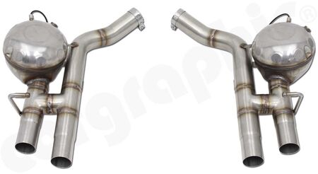 CARGRAPHIC Active Sound System - - Rear silencer replacement pipe set<br>
- for <b>original</b> or <b>CARGRAPHIC</b> tailpipes<br>
- with <b>double</b> sound modules<br>
<b>Part No.</b> CARP71DETERSM