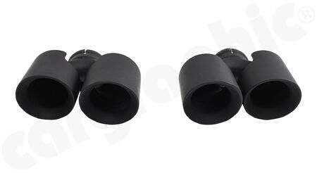 CARGRAPHIC Double-end Sport Tailpipe Set - - 2x89mm round, Modena Design<br>
- <b>Matt Black Thermopaint</b><br>
<b>Part No.</b> CARP97ERMTP