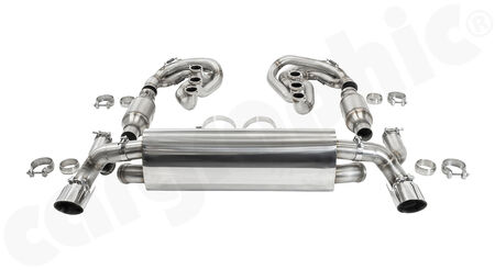 CARGRAPHIC GT Sport Exhaust System - - ID 45mm GT - Manifoldset<br>
- no heating<br>
- 2x 100 cpsi catalytic converters<br>
- <b>dual flow AQ</b> sport rear silencer<br>
- Tailpipe variations Left and Right<br>
<b>Part No.</b> CARP64GTKITLHRH4501