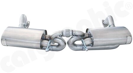 CARGRAPHIC Sport Rear Silencer Set - - without exhaust valves<br>
- 88x76mm double end tailpipe set, oval<br>
- SUPER SOUND Version<br>
<b>Part No.</b> CARP87ETO28876R