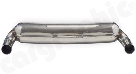 CARGRAPHIC Sport Rear Silencer - - Inlet: <b>Single flow</b><br>
- Outlet: <b>Left and Right</b> with <b>85mm</b> Tailpipe - 964 / 965 Look<br>
- <b>SUPER SOUND VERSION</b><br>
<b>Part No.</b> CARP64SS85S
