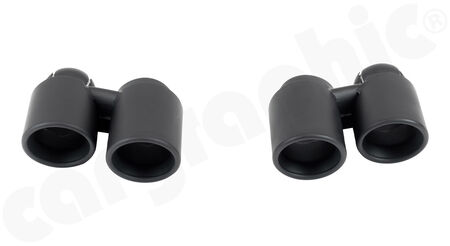 CARGRAPHIC Double-end Sport Tailpipe Set - - 2x 89mm round, rolled-in<br>
- <b>Matt-Black Thermopaint</b><br>
<b>Part No.</b> PERP91ERSTP
