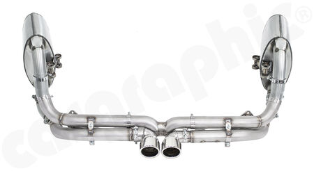 Sport Exhaust System Cat-Back GT3-Look - - Centre silencer replacement pipe "X"<br>
- Sport rear silencer set without exhaust valves<br>
- 2x 89mm double-end tailpipe set GT3-Look<br>
<b>Part No.</b> PERP97DFIKITXCBGT3