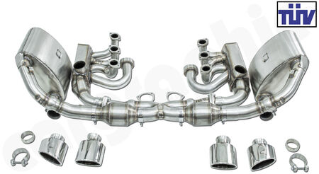 CARGRAPHIC Sport Exhaust System N-GTX - - <b>ID42</b> alternative <b>ID45</b> Manifolds<br>
- with heating<br>
- 2x 200 cpsi catalytic converters<br>
- Tailpipe variations<br>
- with TÜV certificate<br>
<b>Part No.</b> CARP93NGTKITXGH