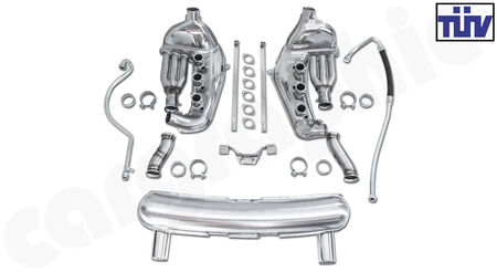 CARGRAPHIC Sport Exhaust System - - <b>Modified</b> ID40mm heat exchangers<br>
- <b>dual flow AQ</b> sport rear silencer ID 61mm<br>
- Tailpipe variations<br>
- TUEV certificate<br>
<b>Part No.</b> CARP11FKH4063ET