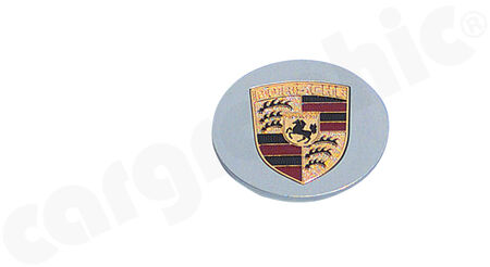 Mittelloch-Deckel - - Für PORSCHE 964 Felgen<br>
- Silber mit Porsche Logo (farbig)<br>
<b>Art.Nr.</b> PPT1123016382