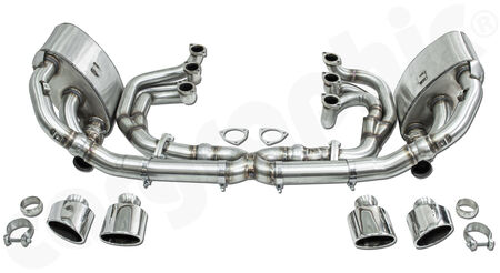 CARGRAPHIC Sport Exhaust System N-GTX - - <b>ID42</b> alternative <b>ID45</b> Manifolds<br>
- without heating<br>
- no catalytic converters<br>
- 2x exhaust valves<br>
- Tailpipe variations<br>
<b>Part No.</b> CARP93NGTKITXERGFLAP