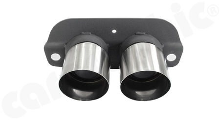 CARGRAPHIC Lightweight Sport Tailpipes - - <b>Weight optimized</b> construction<br>
- <b>2x 100mm</b> round<br>
- press-formed base plate<br>
- <b>Stainless steel brushed</b><br>
<b>Part No.</b> CARP912GT3ERL2100