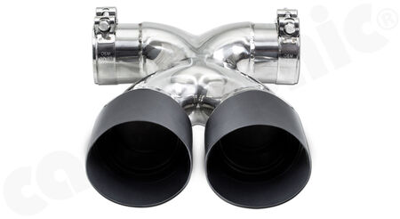 CARGRAPHIC Sport Double-End Tailpipe "X" - - 2x 89mm round - <b>Lightweight Special</b><br>
- <b>Matt-Black Thermopaint</b><br>
- for CARGRAPHIC and original rear silencer <br>
<b>Part No.</b> PERP87ER35XTP