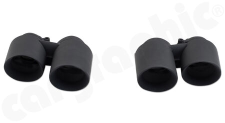 CARGRAPHIC Double-end Sport Tailpipe Set - for cars with <b>Porsche Sport Exhaust</b><br>
or equipped with <b>CARGRAPHIC exhaust</b><br>
- 2x 89mm Modena-design<br>
- <b>Matt-Black Thermopaint</b><br>
<b>Part No.</b> PERP91ERMTP
