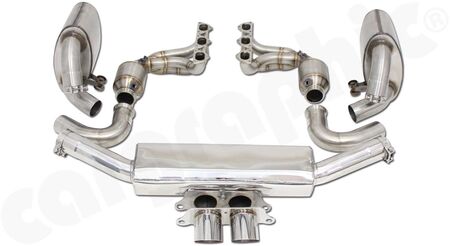 Motorsport Exhaust System Cylinderhead-Back - - Manifolds with 2" / 50,8mm primary diameter<br>
- 2x100cpsi Ø130mm MS catalytic converters<br>
- Final silencer without exhaust valves<br>
<b>Part.No.</b> PERP97GT3RKIT2100