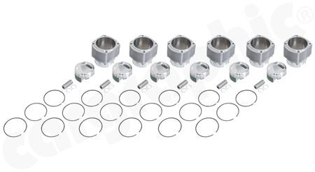 CARGRAPHIC Piston and Barrels Set - - Conversion to 3,4l / 3367ccm single ignition<br>
- Forged pistons<br>
- Forged barrels<br>
- 98mm / 103mm - barrel size<br>
<b>Part No.</b> CAR10303400CG