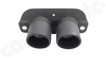 CARGRAPHIC Lightweight Sport Tailpipes - - <b>2x 100mm</b> round, rolled-in<br>
- press-formed base plate<br>
- <b>Matt-Black Thermopaint</b><br>
<b>Part No.</b> CARP912GT3ER2100TP