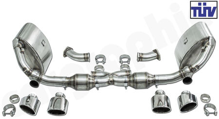 CARGRAPHIC Sport Exhaust System N-GTX - - to be used with Bischoff link pipes<br>
- 2x 200 cpsi catalytic converters<br>
- Tailpipe variations<br>
- with TÜV certificate<br>
<b>Part No.</b> CARP93NGTKATXBKIT