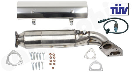 CARGRAPHIC Catalytic Converter Kit - - EURO 2 Emission Standard<br>
- for 911 3,2l C1 G-Models 1986-89<br>
- from engine No. 63G00001<br>
- for models without factory ceramic catalytic converter<br>
- with TÜV Certificate<br>
<b>Part No.</b> 2011931103
