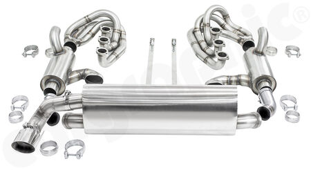 CARGRAPHIC GT Sport Exhaust System - - ID 42mm GT - Manifoldset<br>
- with heating<br>
- no catalytic converters<br>
- <b>2>1 flow AQ</b> sport rear silencer<br>
- Tailpipe variations Left<br>
<b>Part No.</b> CARP64GTKITLH03