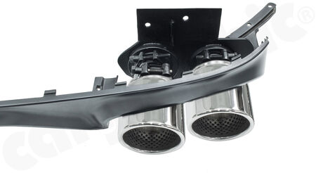 CARGRAPHIC Double-End Tailpipe Set - - 2x 100mm round, rolled in, slash cut<br>
- with perforated insert<br>
- <b>Mirror polished</b><br>
<b>Part No.</b> CARQ84MER40RKEVP